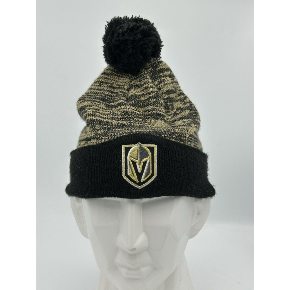Las Vegas Golden Knights Mens Fan Favorite Beanie Hat Toque Gold Black Logo